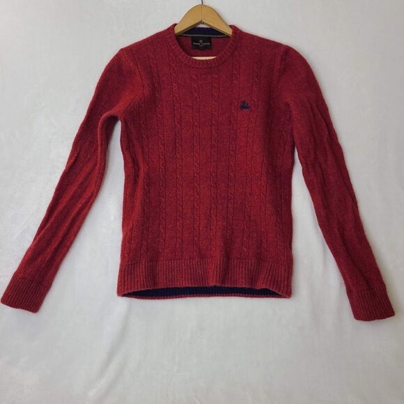 Simon Carter Men's Sweater Red Medium Wool Nylon Cable Knit London - Picture 10 of 10